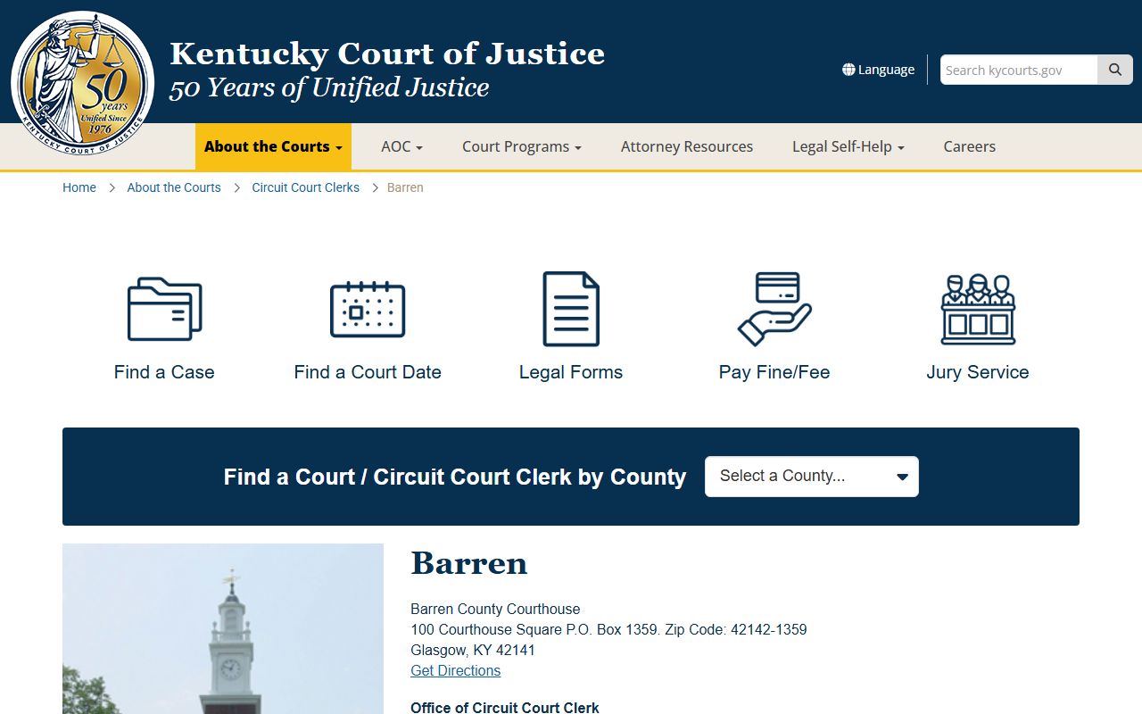 Barren County Kentucky Circuit Court Clerk probate records office