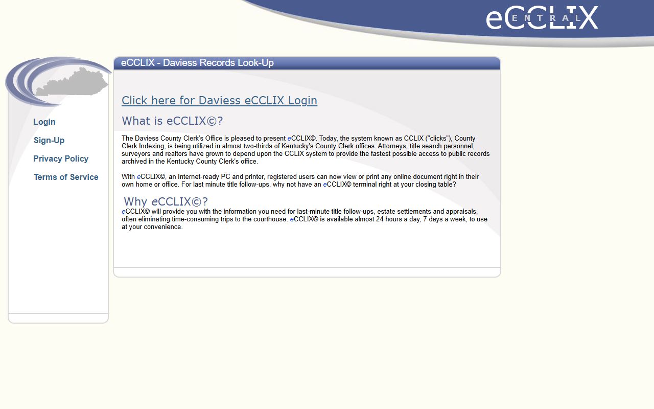 Daviess County Kentucky eCCLIX online records system