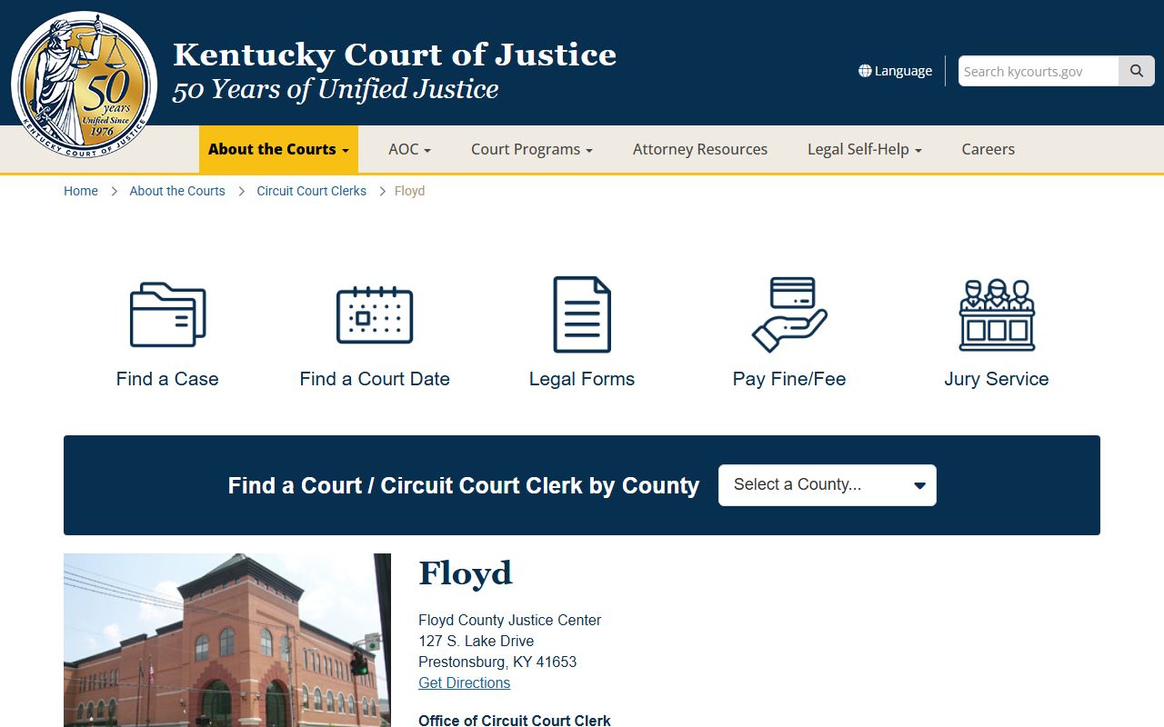 Floyd County Kentucky Circuit Court Clerk office for probate records