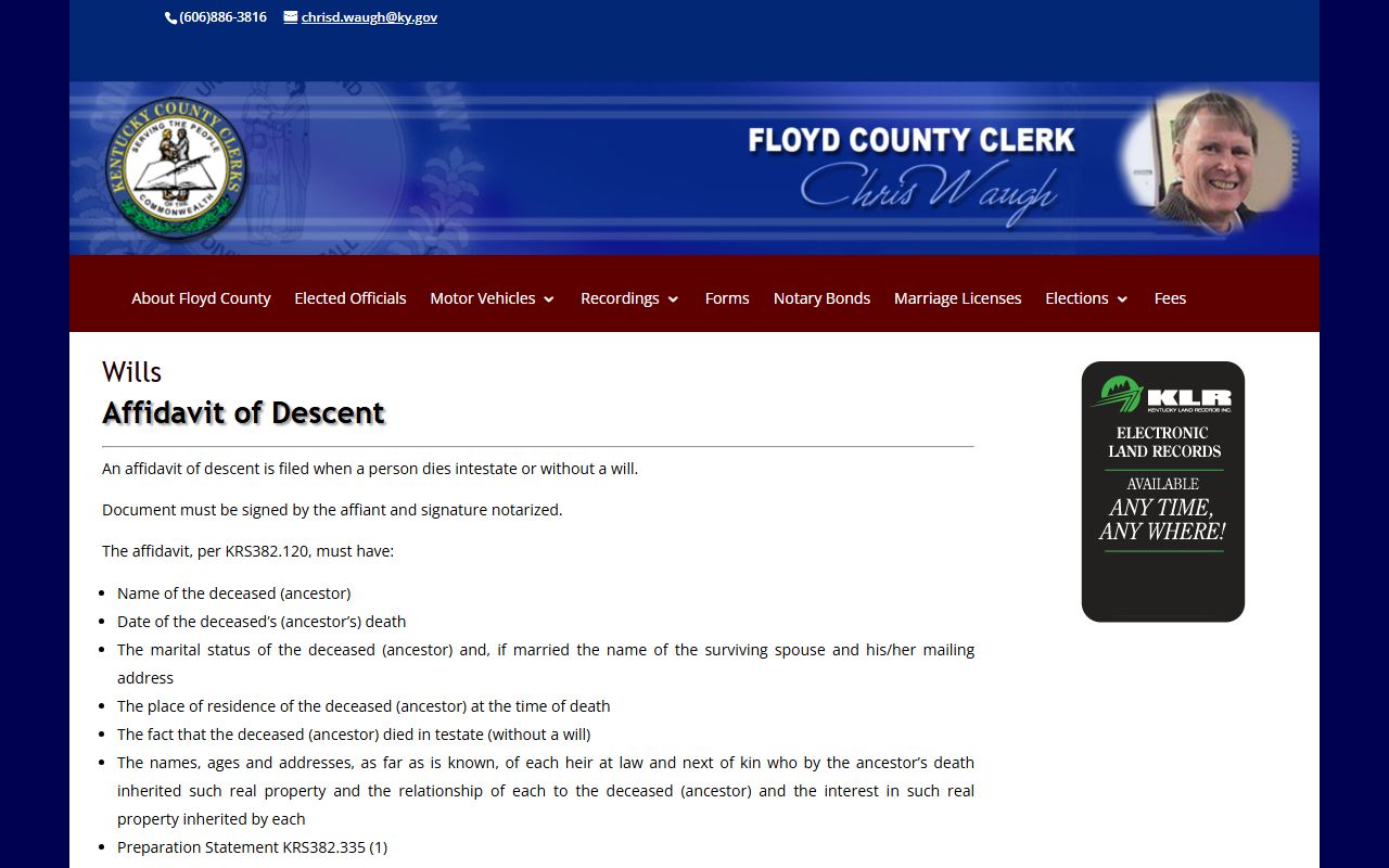 Floyd County Kentucky wills and probate records information