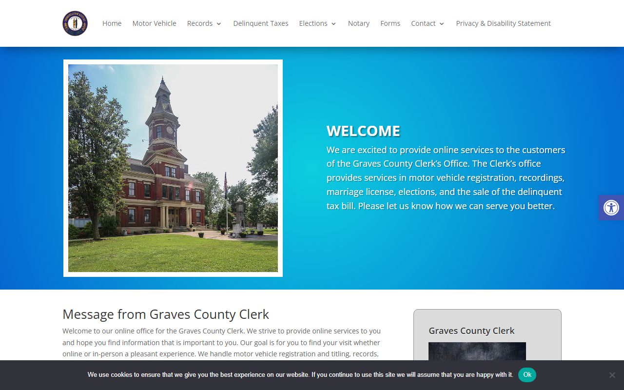 Graves County Kentucky County Clerk office for land and marriage records