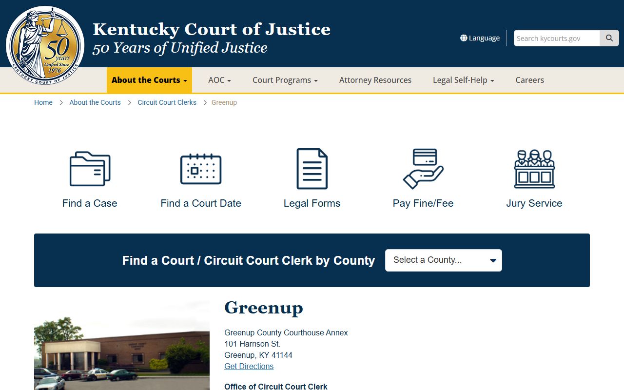 Greenup County Kentucky Circuit Court Clerk office for probate records