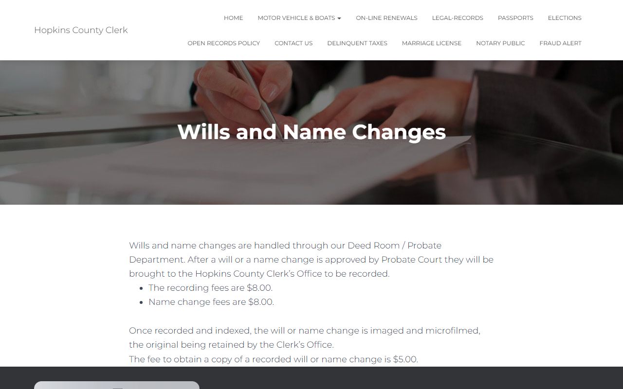 Hopkins County Kentucky will records information