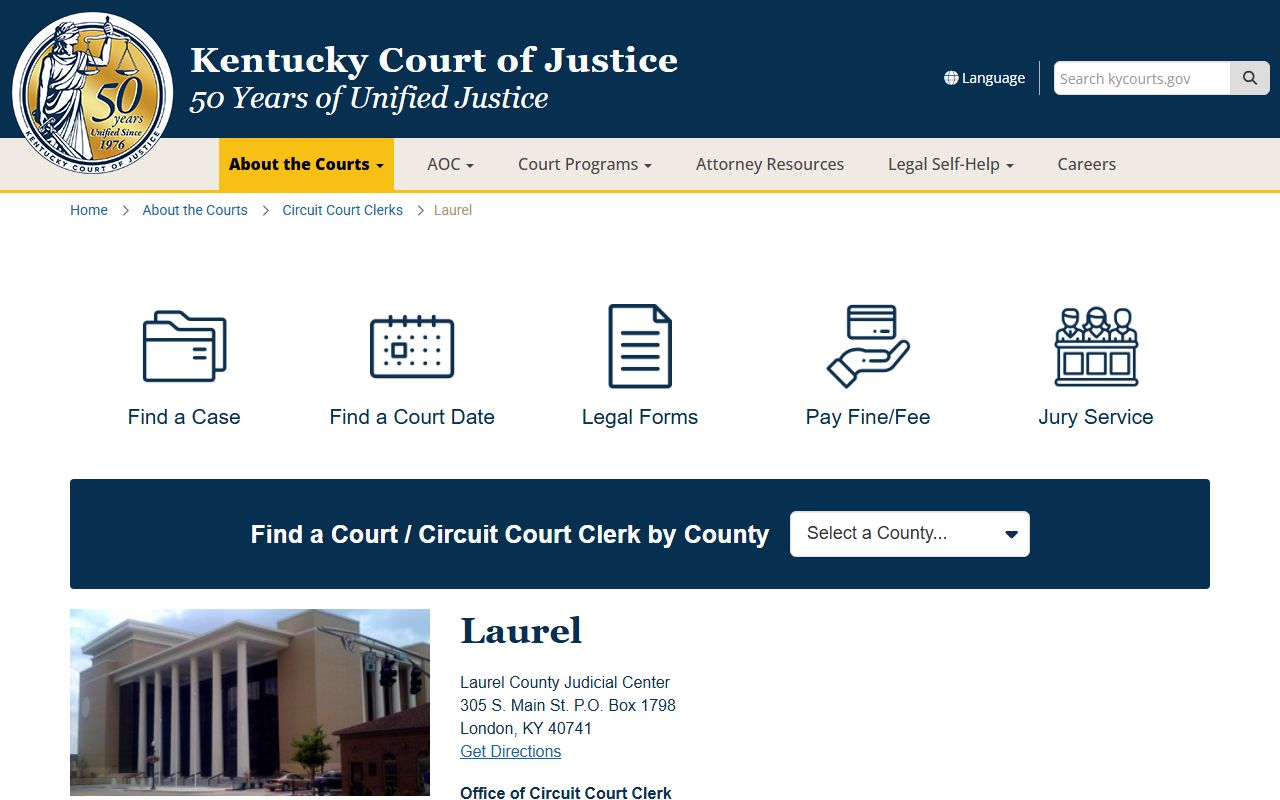 Laurel County Kentucky Circuit Court Clerk probate records office