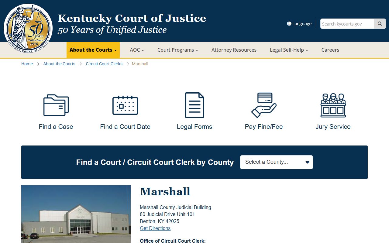 Marshall County Kentucky Circuit Court Clerk office for probate records
