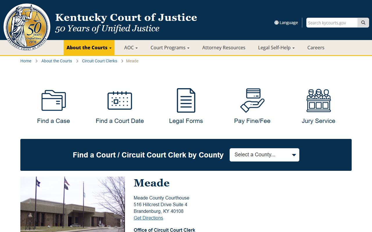 Meade County Kentucky Circuit Court Clerk office for probate records