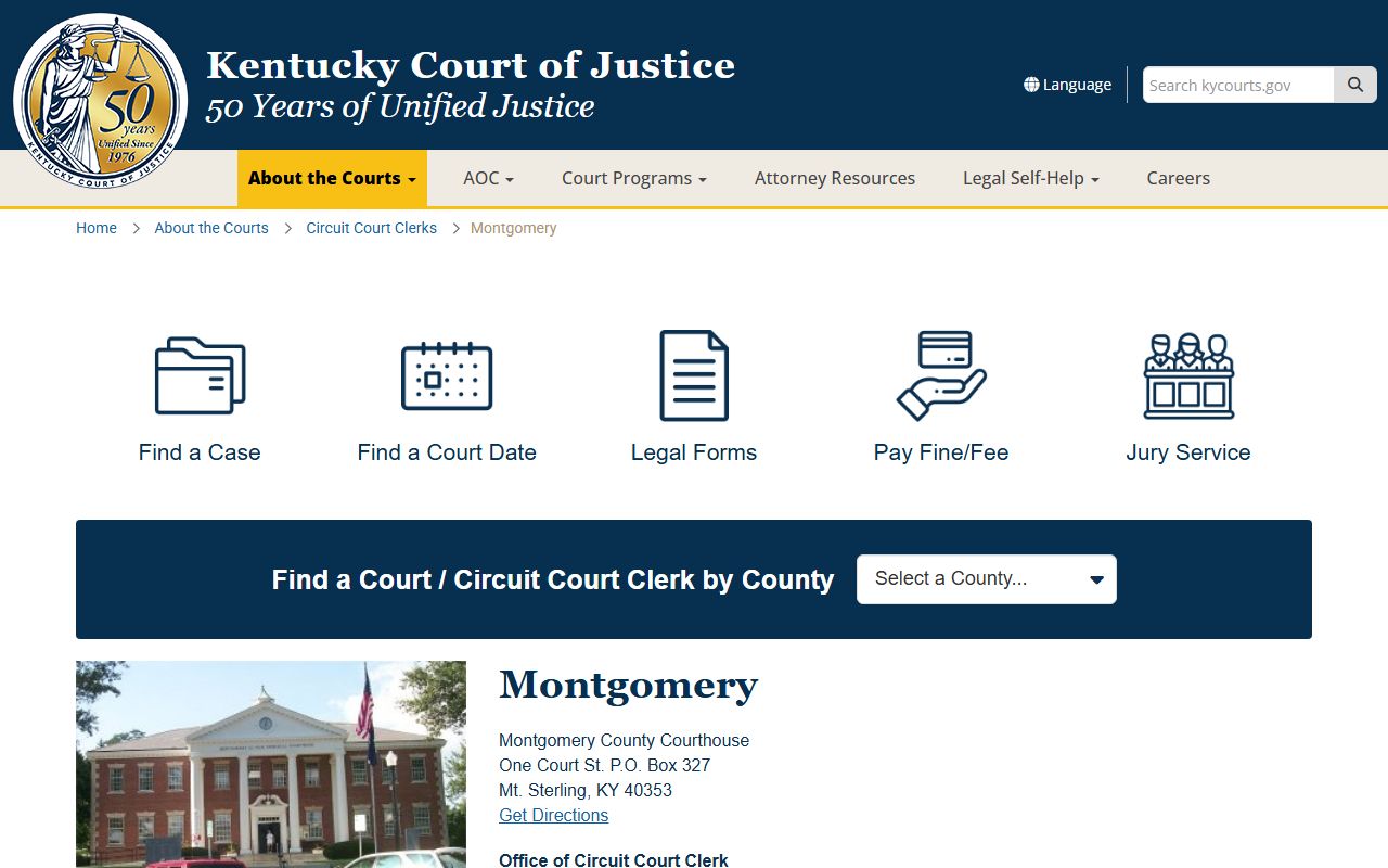 Montgomery County Kentucky Circuit Court Clerk office for probate records