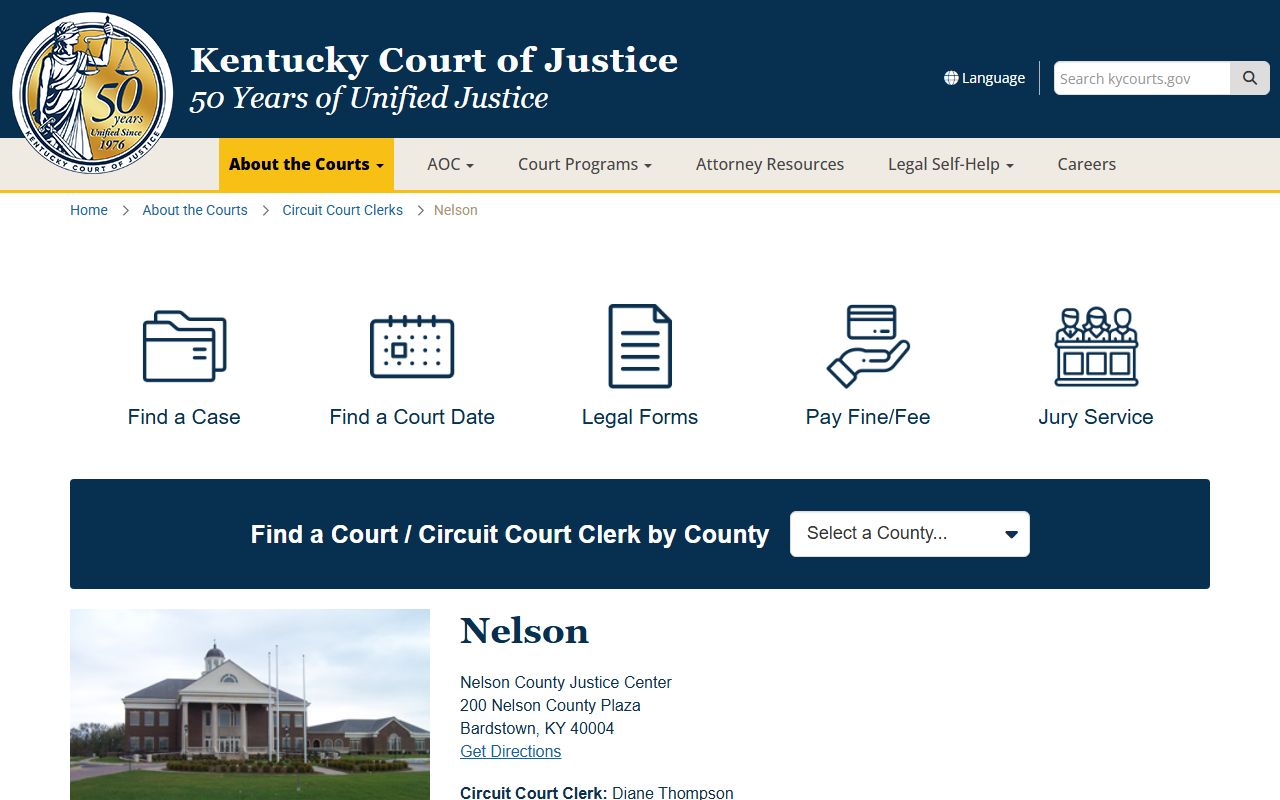 Nelson County Kentucky Circuit Court Clerk probate records office