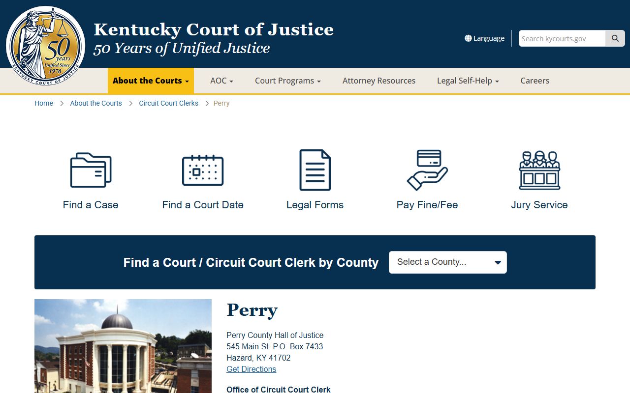 Perry County Kentucky Circuit Court Clerk office for probate records