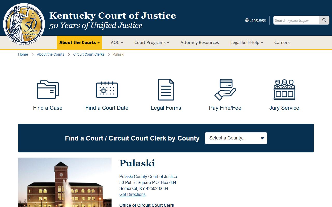 Pulaski County Kentucky Circuit Court Clerk office for probate records