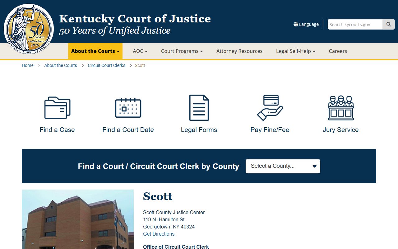 Scott County Kentucky Circuit Court Clerk office for probate records