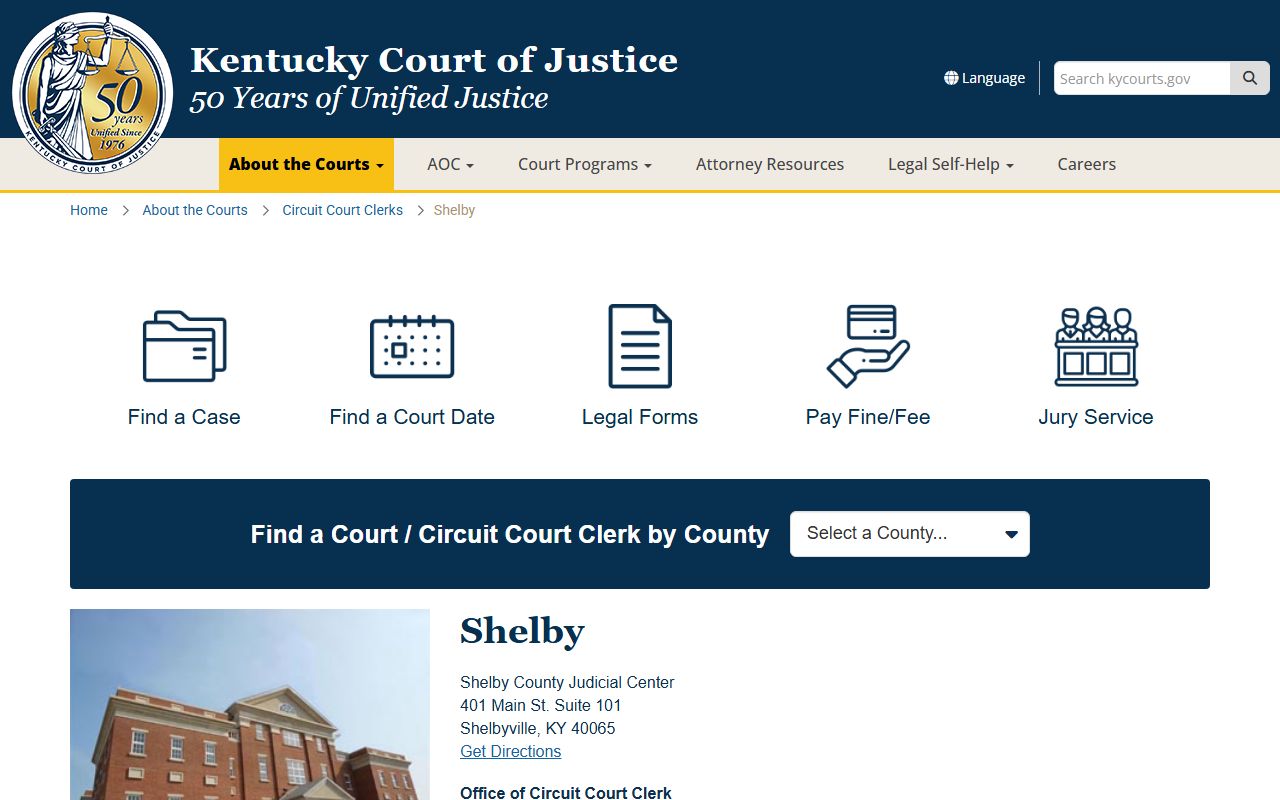 Shelby County Kentucky Circuit Court Clerk office for probate records