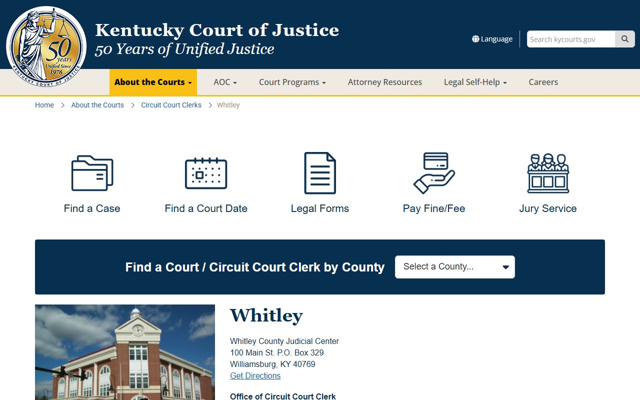 Whitley County Kentucky Circuit Court Clerk probate records